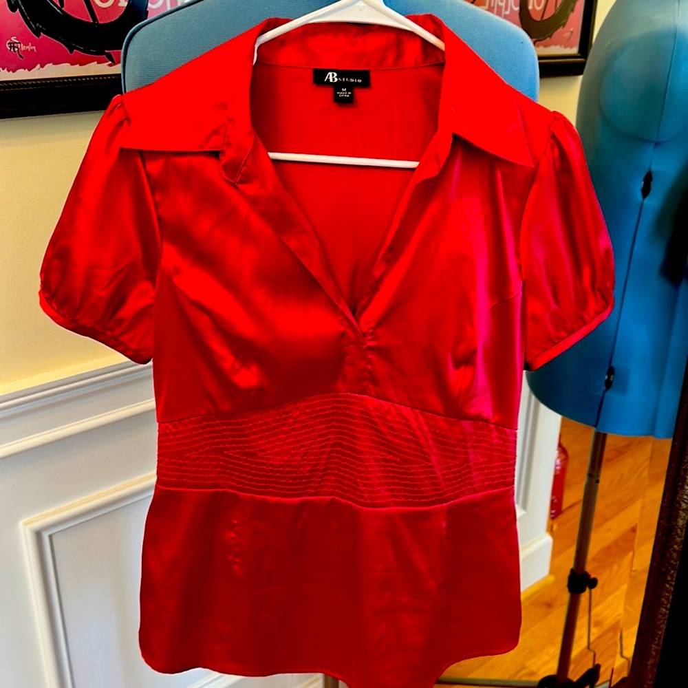 Red sateen top